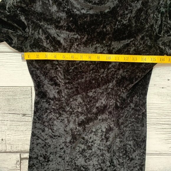 Vintage Black Crushed Velvet Fit and Flare Midi Witchy Dress - Picture 10 of 14